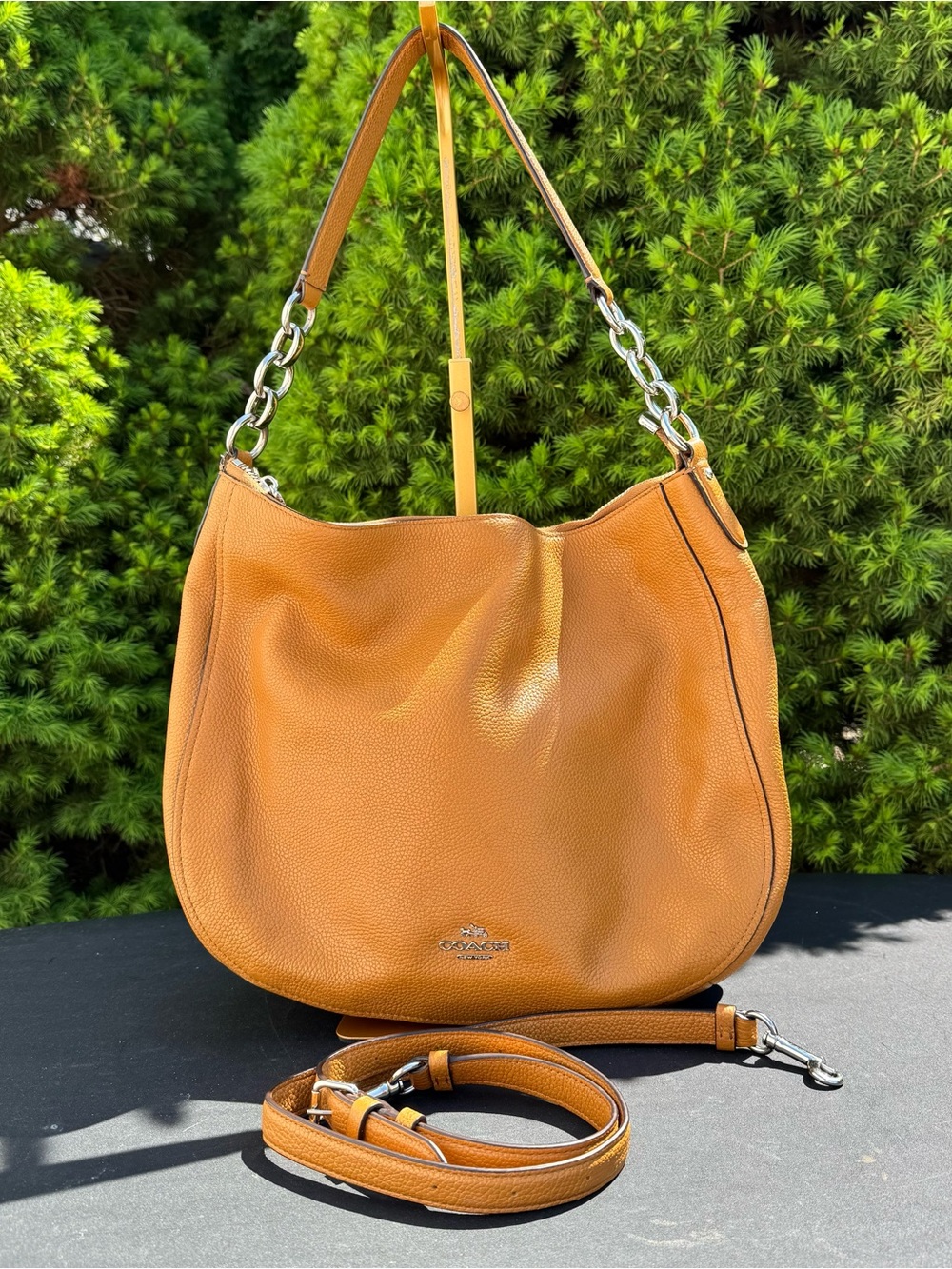 Coach Pebble Leather Hobo Bag in Tan